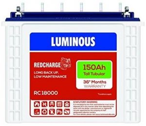 Luminous RC 18000 150 AH Tall Tubular Battery - best inverter battery
