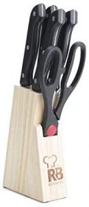 Renberg Stainless Steel Knife Set, 6-Pieces, Black