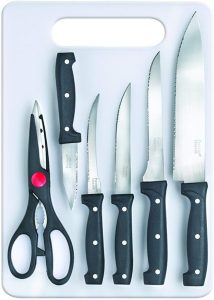 Prestige Tru-Edge Kitchen Knife Board Set, 6-Pieces, Black/Silver